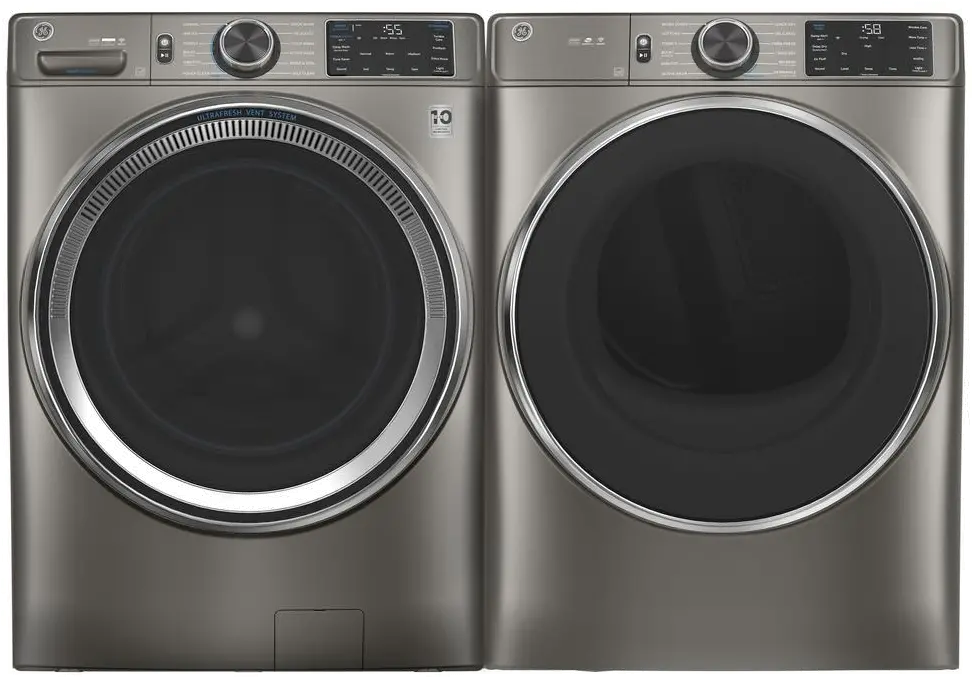 KIT GE Electric Laundry Pair with Steam Washer - Satin Nickel-1