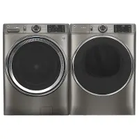KIT GE Electric Laundry Pair with Steam Washer - Satin Nickel