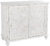 Distressed White Carved Door Chest - Modern Eclectic