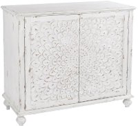 Distressed White Carved Door Chest - Modern Eclectic