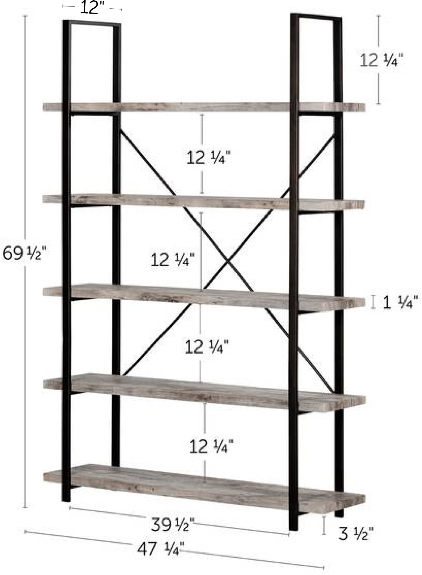 12470 Driftwood Gray 5-Shelf Shelving Unit - Gimetri-7