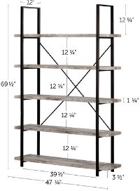12470 Driftwood Gray 5-Shelf Shelving Unit - Gimetri-7