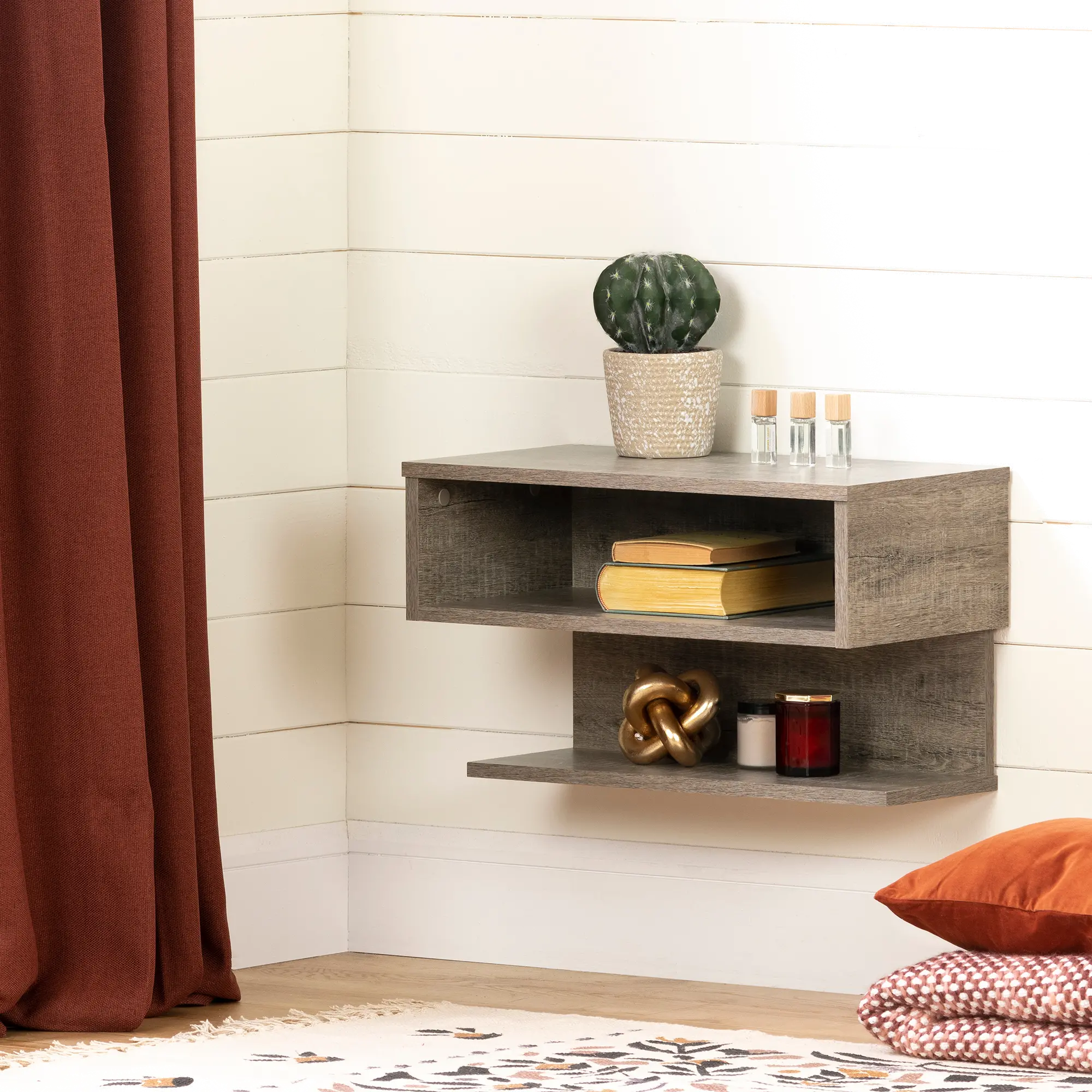 12504 Weathered Oak Floating Nightstand - Sazena-1