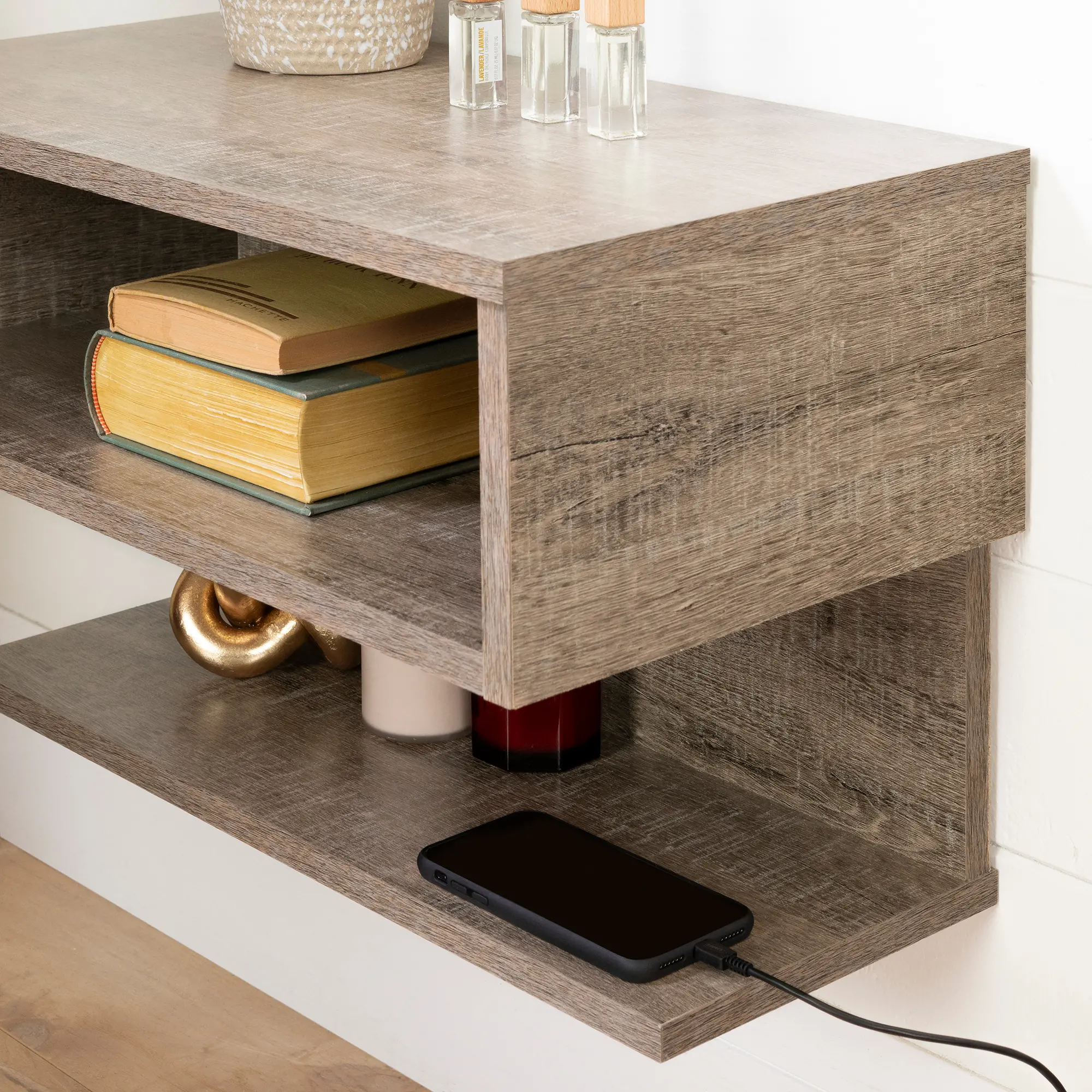 12504 Weathered Oak Floating Nightstand - Sazena-2