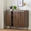 12520 Hype White Faux Marble and Brown Sideboard - South Shore