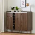 12520 Hype White Faux Marble and Brown Sideboard - South Shore