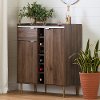 12521 White Faux Mable and Brown Buffet Cabinet - Hype