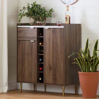 12521 White Faux Mable and Brown Buffet Cabinet - Hype