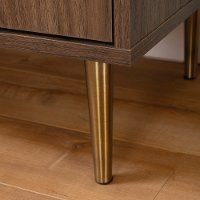 12521 White Faux Mable and Brown Buffet Cabinet - Hype-2