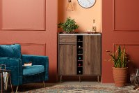 12521 White Faux Mable and Brown Buffet Cabinet - Hype-3