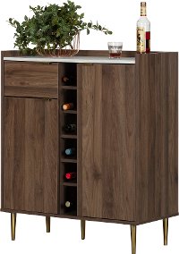 12521 White Faux Mable and Brown Buffet Cabinet - Hype-4