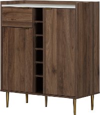 12521 White Faux Mable and Brown Buffet Cabinet - Hype-5