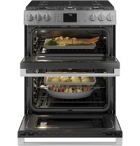 CGS750M2NS5 Cafe 30 Inch Double Oven Smart Gas Range with Convection - Platinum Glass/Stainless Steel-5