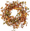 Orange, Red and Green Fall Leaf Floral Wreath Arrangement