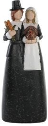 Resin Black and White Pilgrim Couple Figurine
