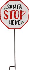 Red Santa Stop Here Stake Holiday Decoration