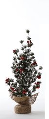 18 Inch Faux Floral Red Berry Tree in Burlap