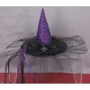 Purple and Black Fabric Witch Hat with Spider Detail