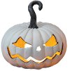White Resin Crooked Mouth Jack O Lantern Halloween Decoration
