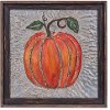 Orange Pumpkin Embossed Tin in Wood Frame