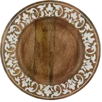 Brown Mango Wood Carved Charger