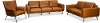 Modern Brown Leather 3 Piece Living Room Set - Dillon