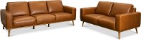 Modern Brown Leather 2 Piece Living Room Set - Dillon