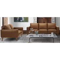 Modern Brown Leather 2 Piece Living Room Set - Dillon-2