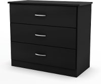 12653 Contemporary Black 3-Drawer Chest - Libray