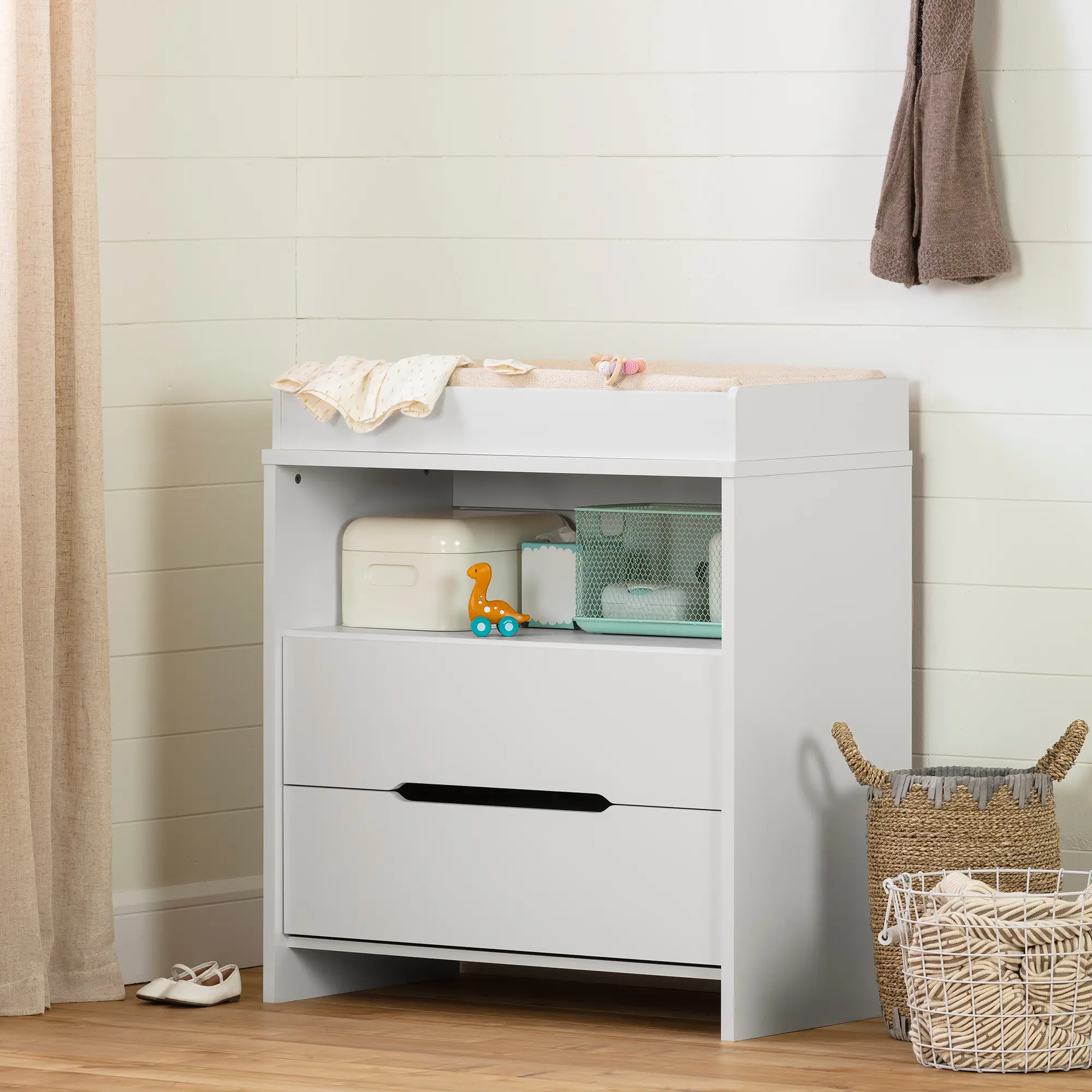 12675 Contemporary White 2-Drawer Changing Table - Cookie-1