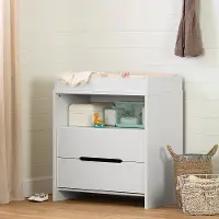 12675 Contemporary White 2-Drawer Changing Table - Cookie