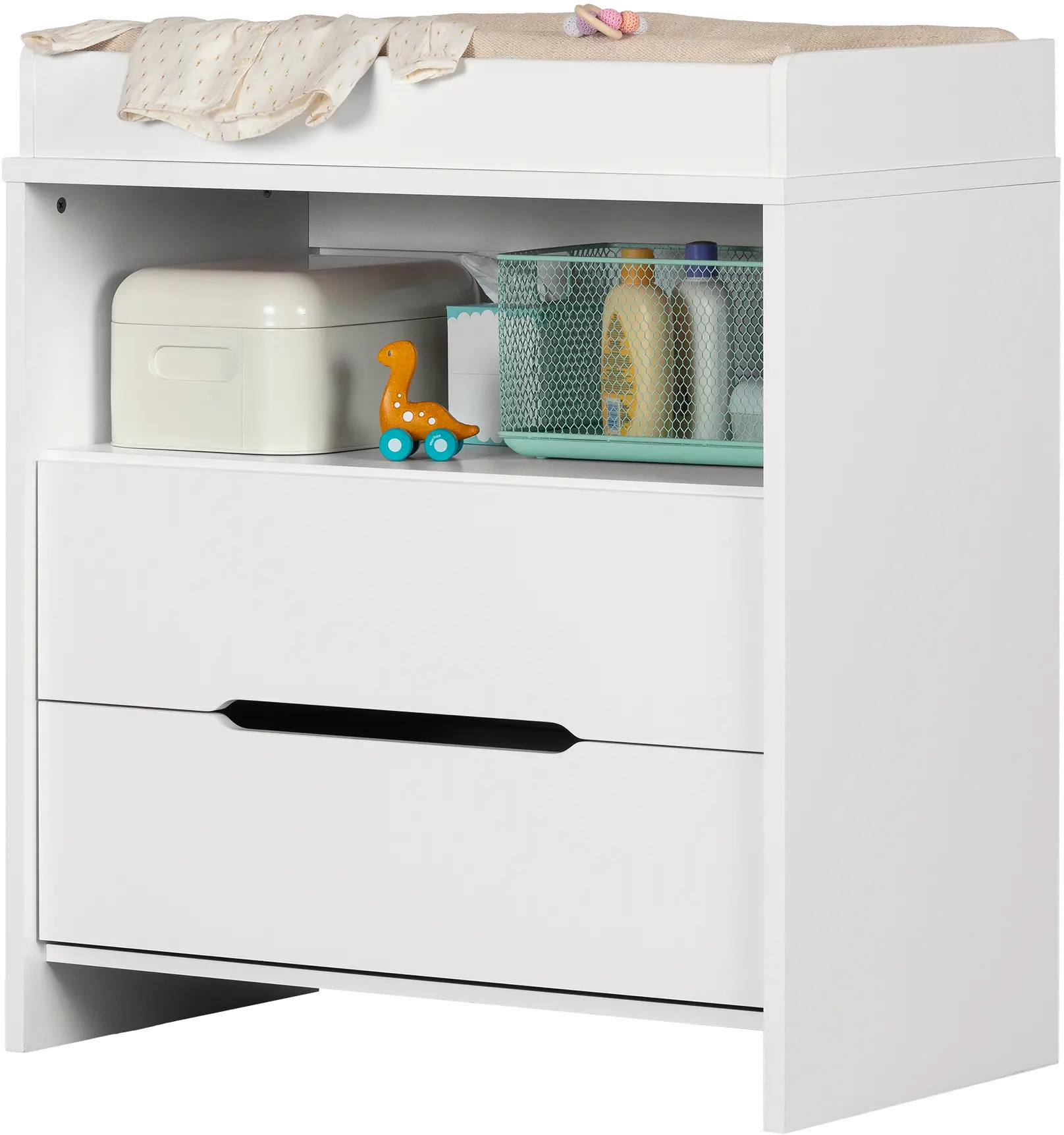 12675 Contemporary White 2-Drawer Changing Table - Cookie-4