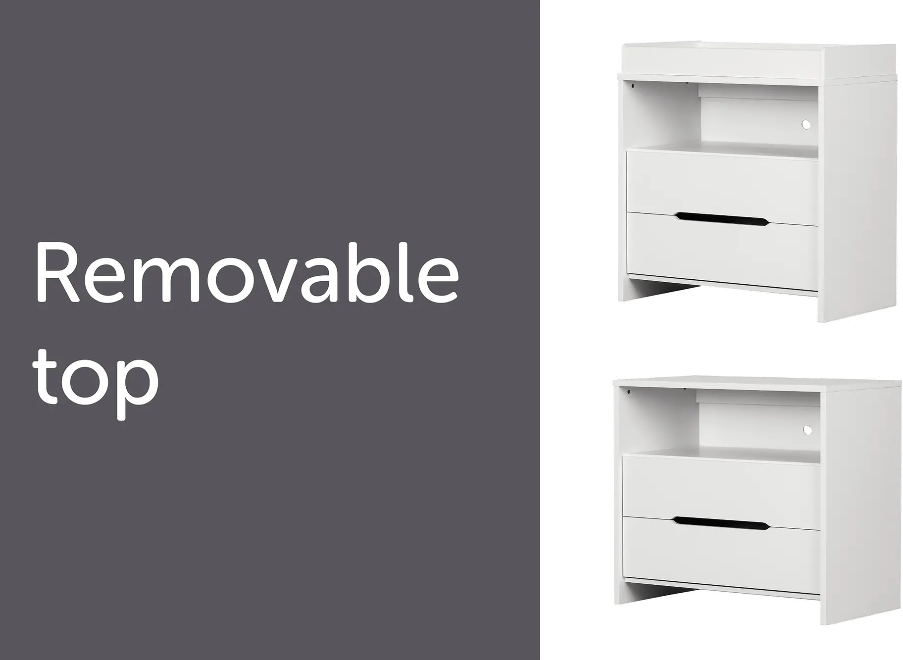 12675 Contemporary White 2-Drawer Changing Table - Cookie-5