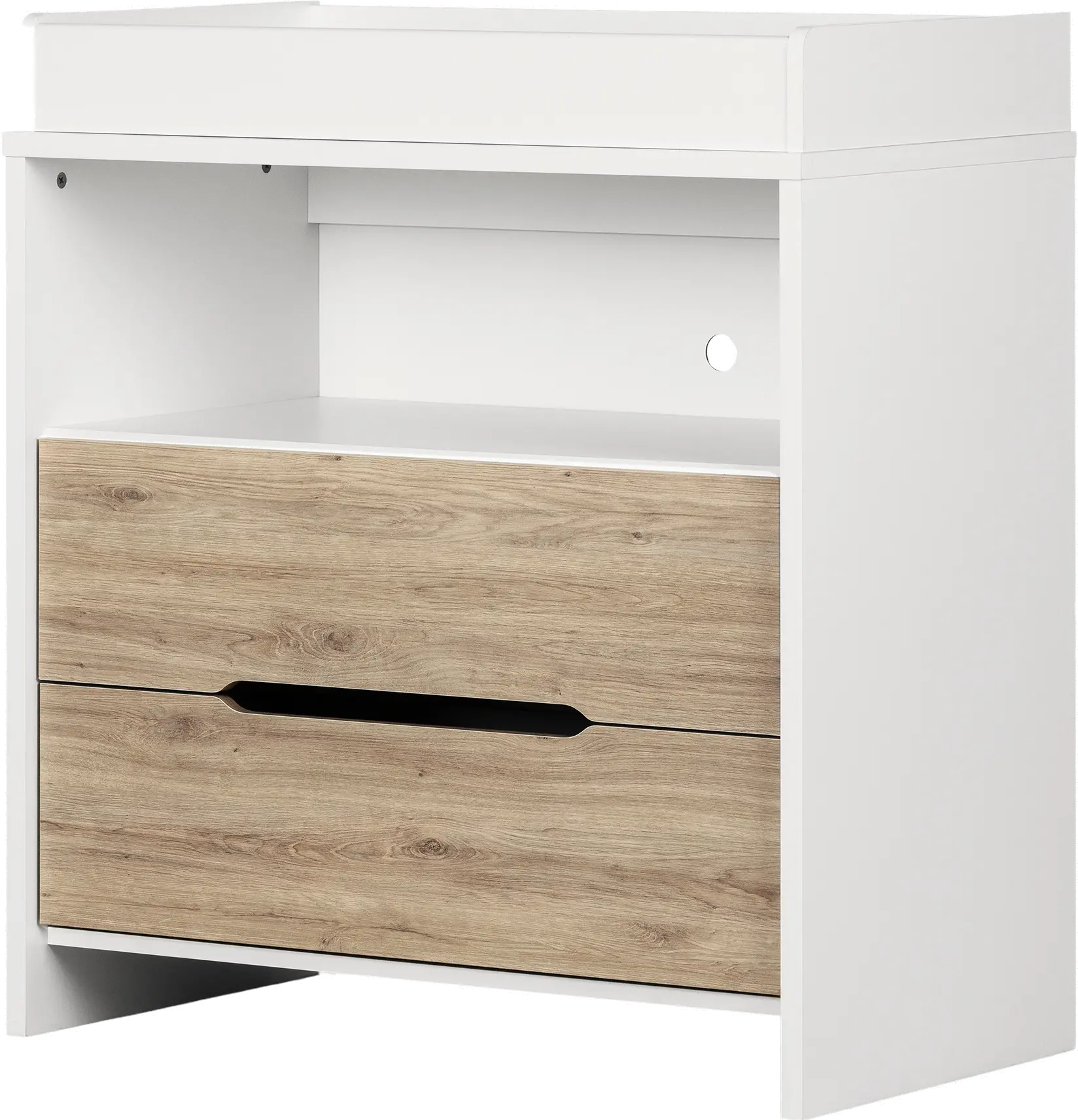 12676 Contemporary White and Oak 2-Drawer Changing Table - Cookie-2