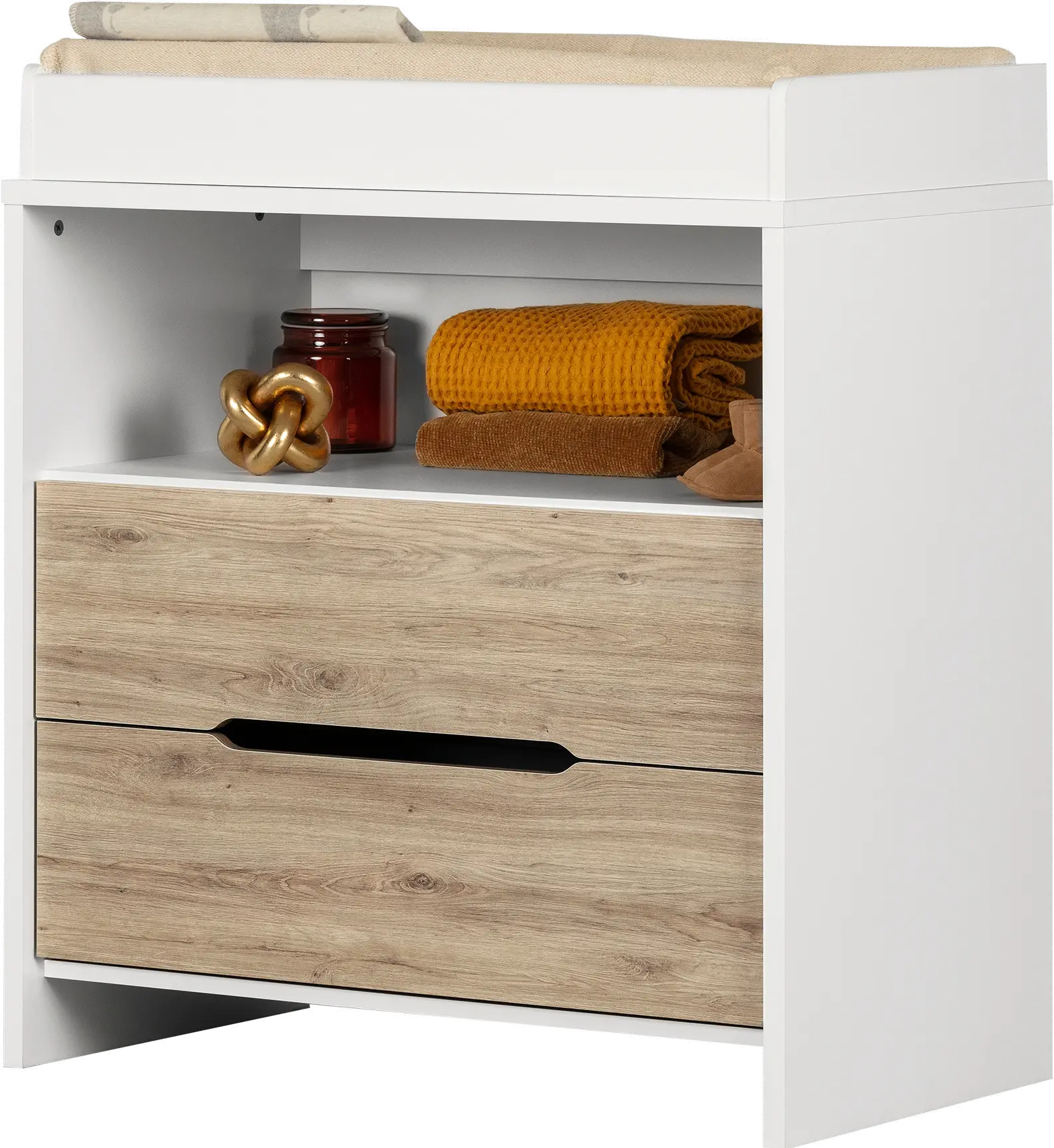12676 Contemporary White and Oak 2-Drawer Changing Table - Cookie-5