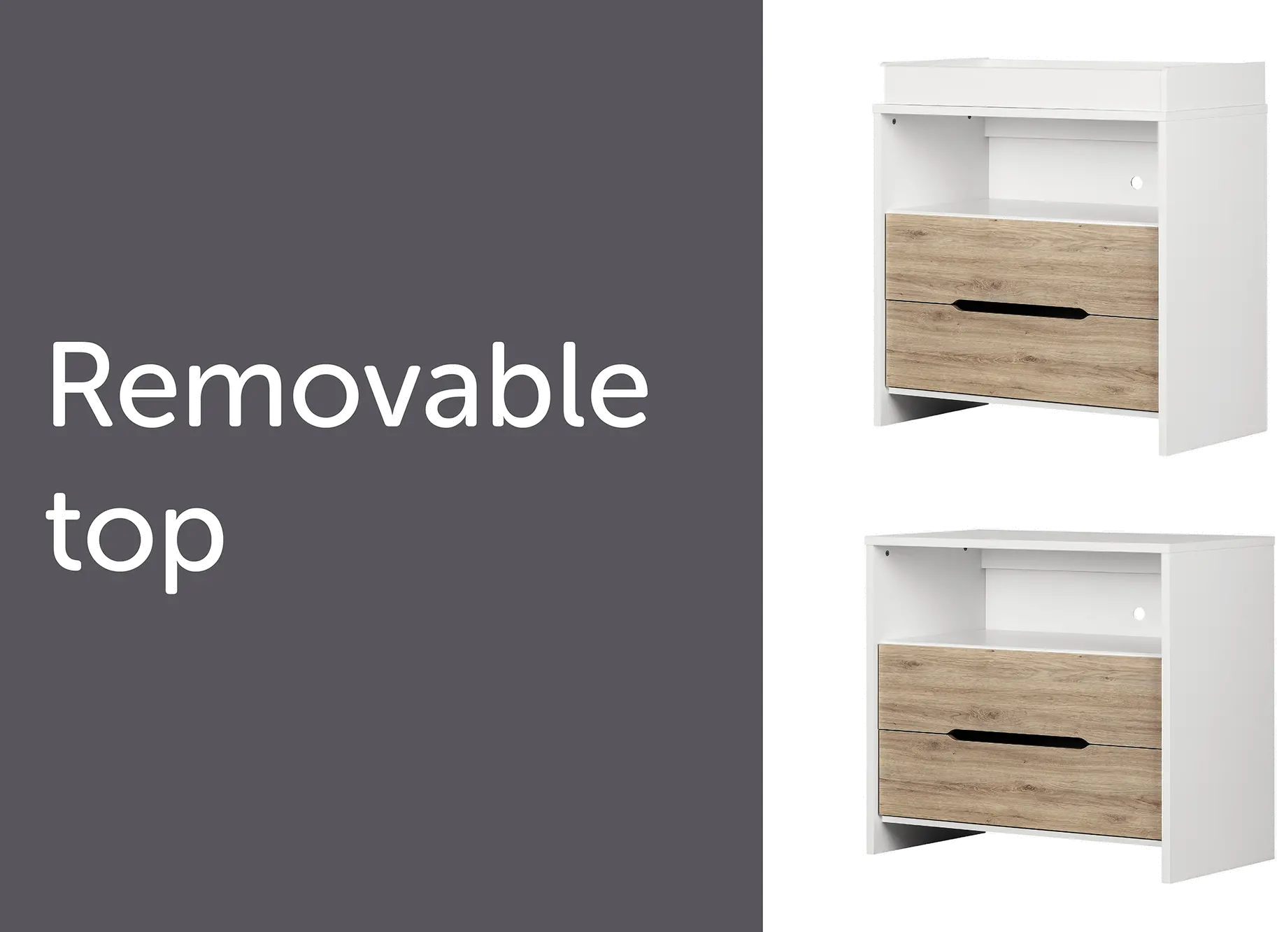 12676 Contemporary White and Oak 2-Drawer Changing Table - Cookie-6