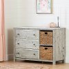 12687 Classic Seaside Pine 3 Drawer Dresser with Baskets - Cotton Candy
