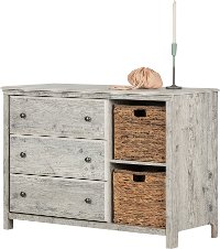 12687 Classic Seaside Pine 3 Drawer Dresser with Baskets - Cotton Candy-4