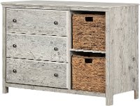12687 Classic Seaside Pine 3 Drawer Dresser with Baskets - Cotton Candy-5