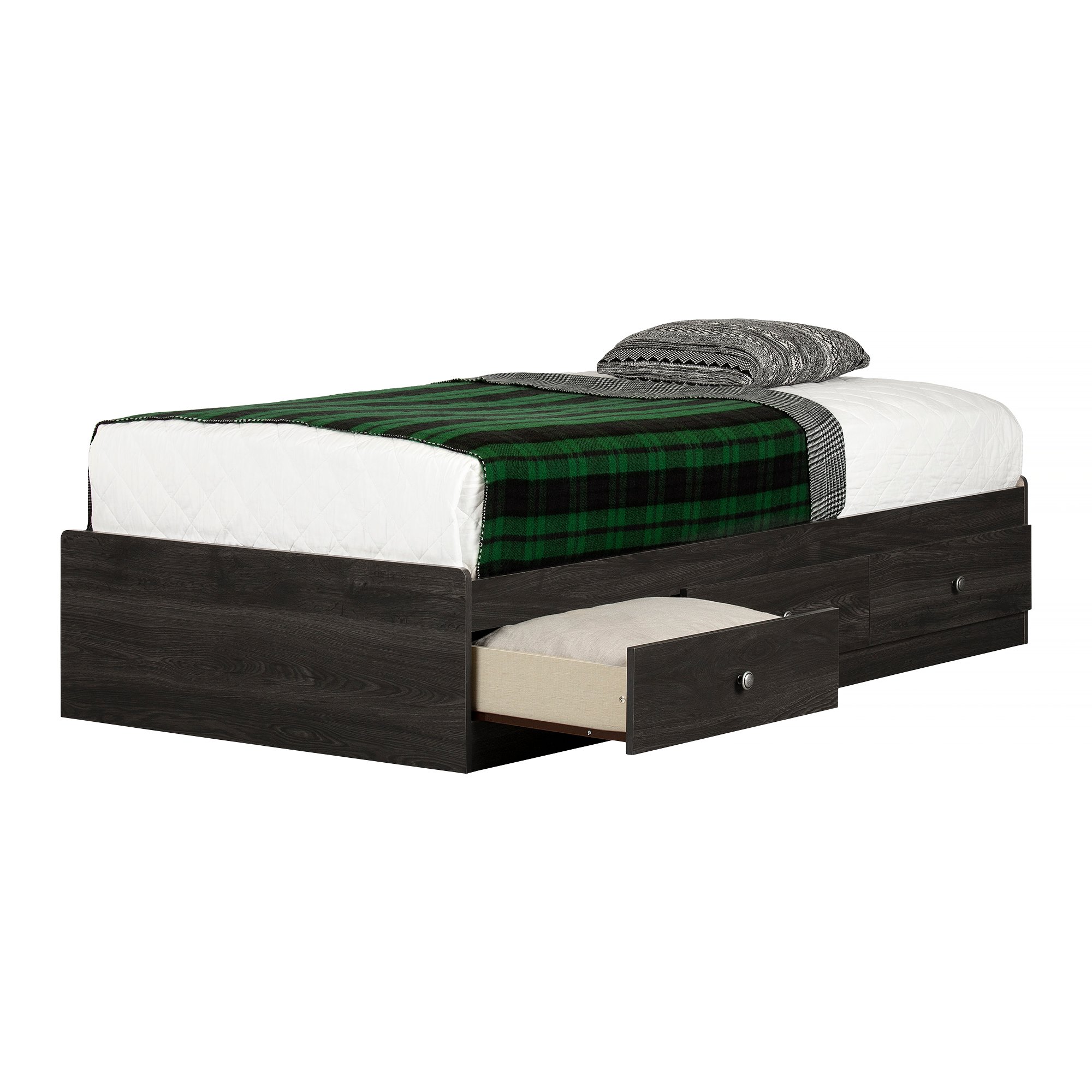 12692 Classic Dark Gray Oak Twin Platform Bed - Zach-2