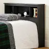 12693 Zach Classic Dark Gray Oak Twin Bookcase Headboard - South Shore