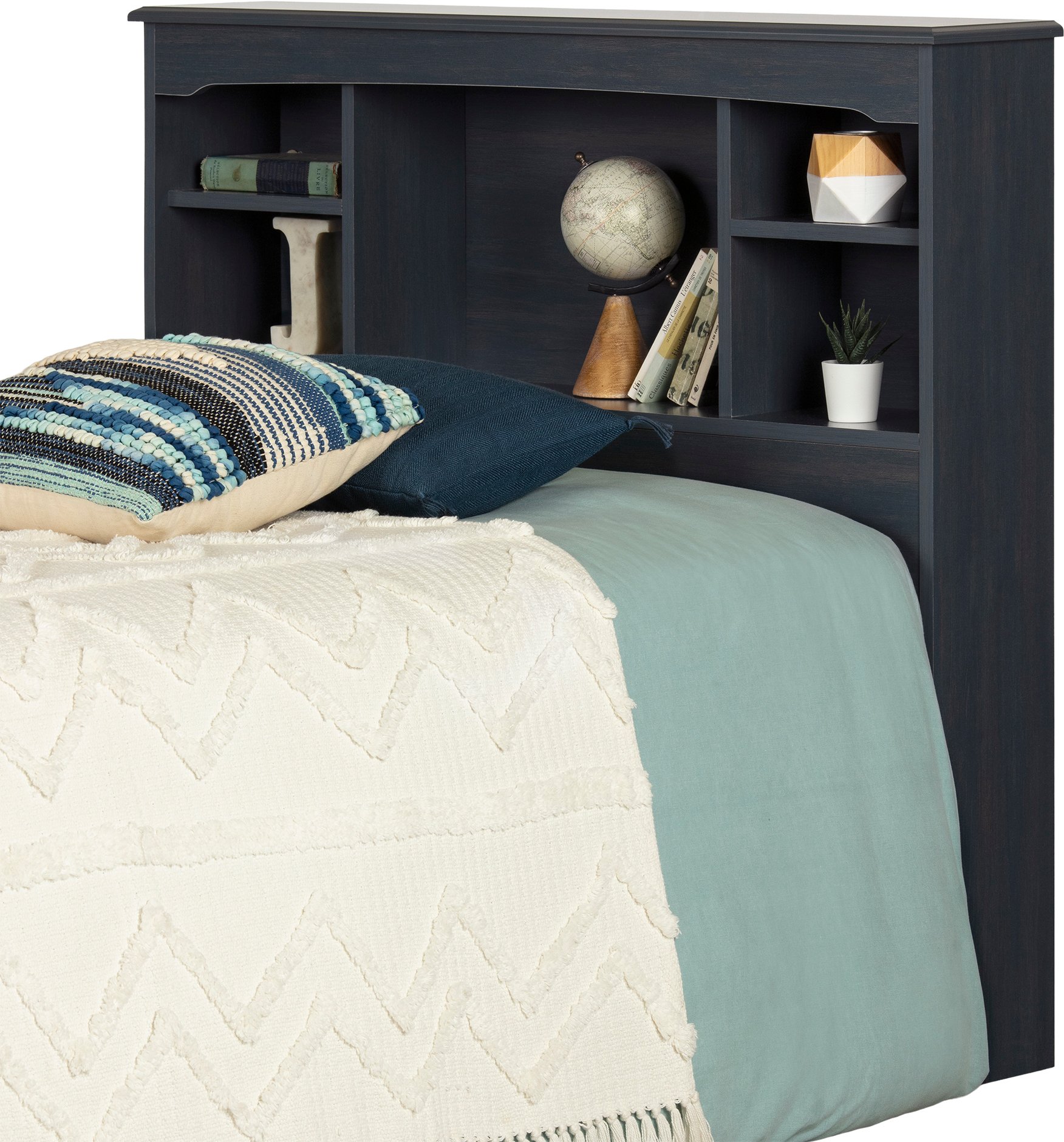 12709 Coastal Contemporary Blue Bookcase Headboard - Navali-4