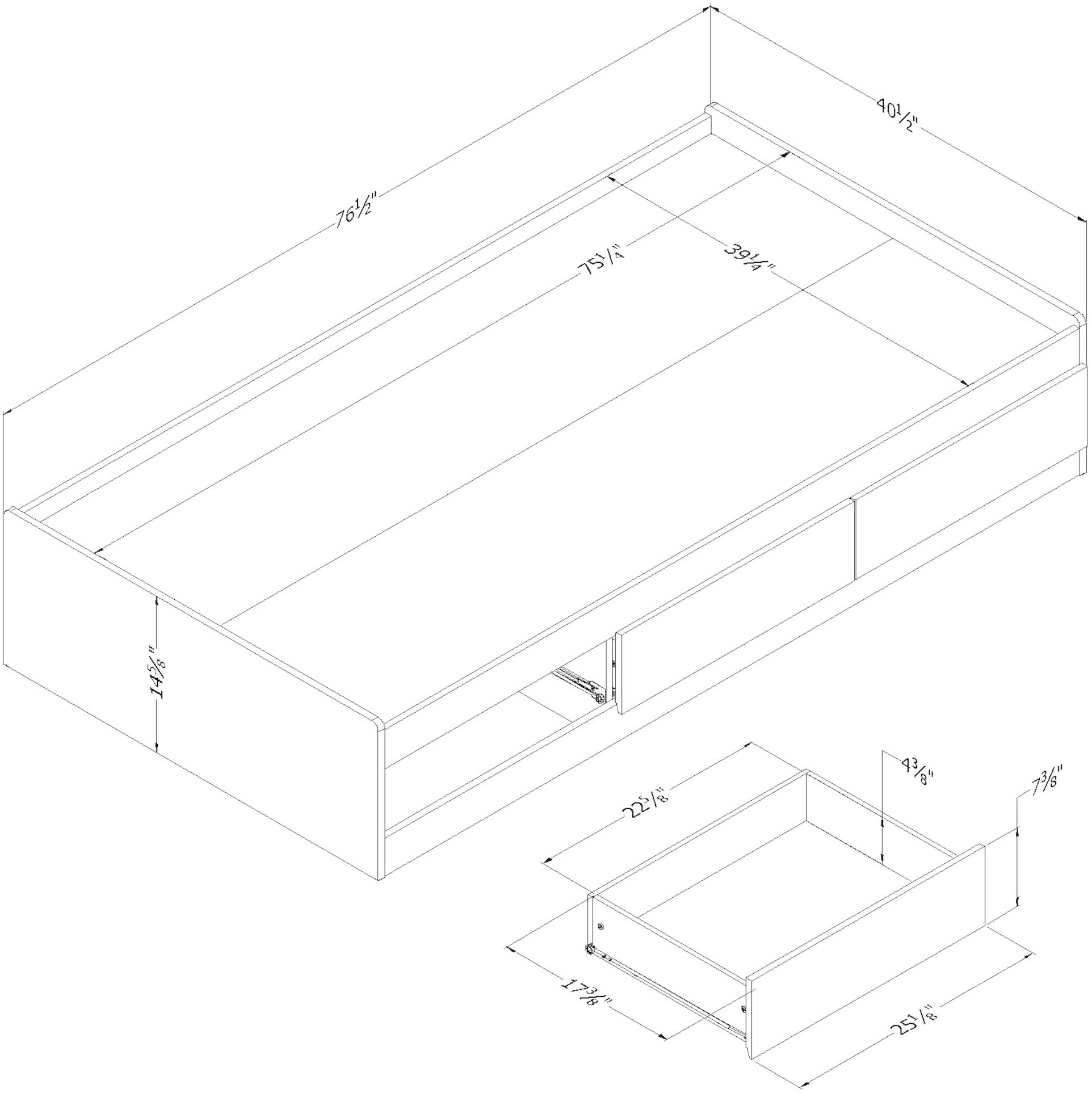 12710 Contemporary Blue Twin Storage Platform Bed - Navali-6