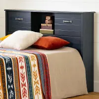 12727 Rustic Blue Full Bookcase Headboard - Asten