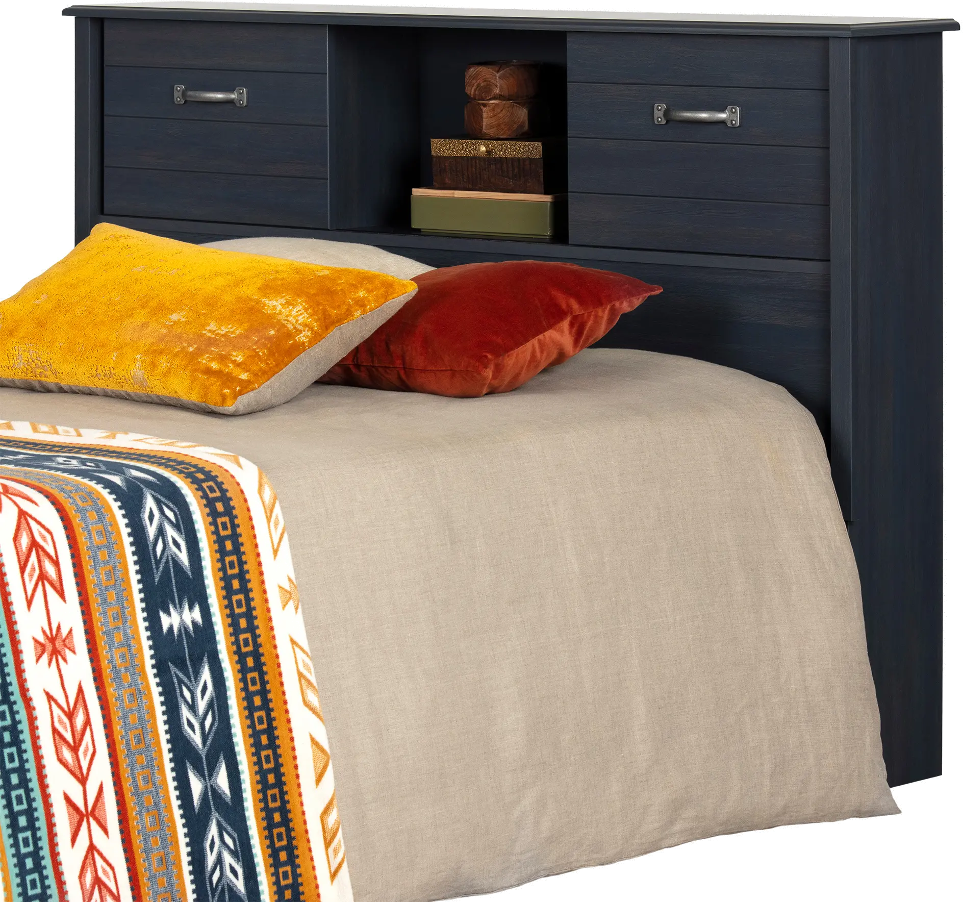 12727 Rustic Blue Full Bookcase Headboard - Asten-5