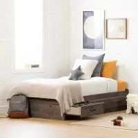 12733 Contemporary Fall Oak Twin Storage Platform Bed - Asten
