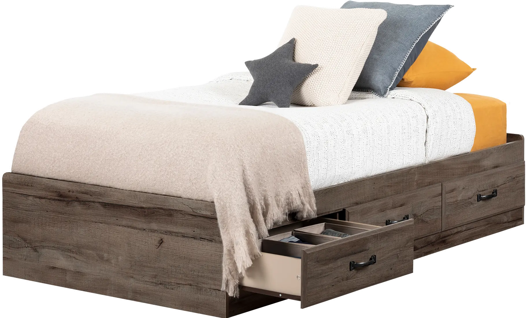 12733 Contemporary Fall Oak Twin Storage Platform Bed - Asten-3