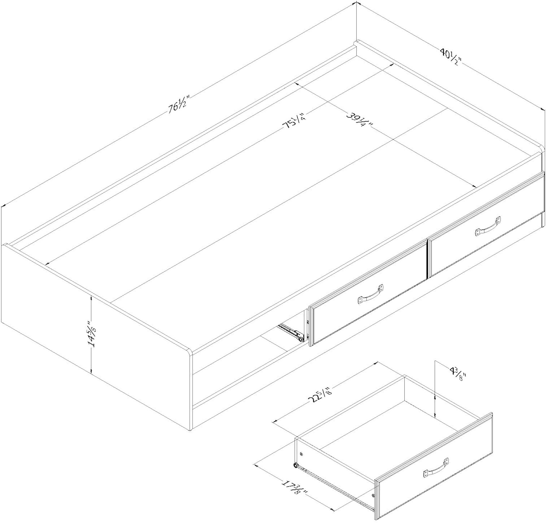 12733 Contemporary Fall Oak Twin Storage Platform Bed - Asten-7