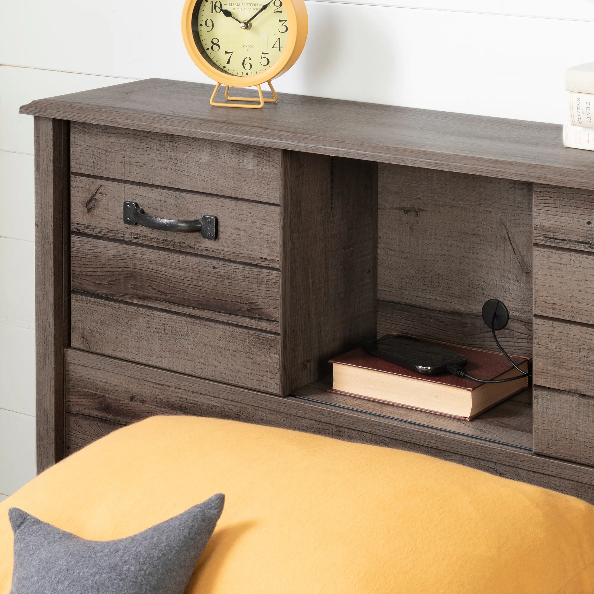 12734 Rustic Fall Oak Twin Bookcase Headboard - Asten-2