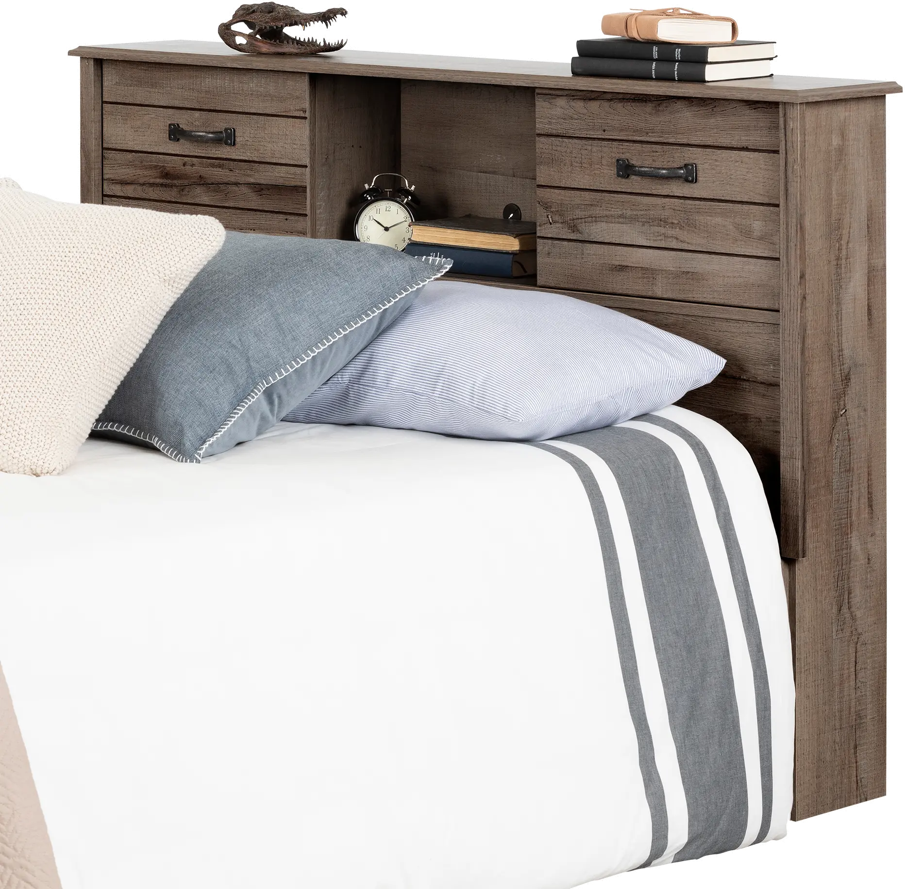 12735 Rustic Fall Oak Full Bookcase Headboard - Asten-5